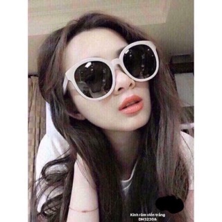 Kính mát nữ ulzzang tròn đen viền trắng hot girl đi biển chống tia UV