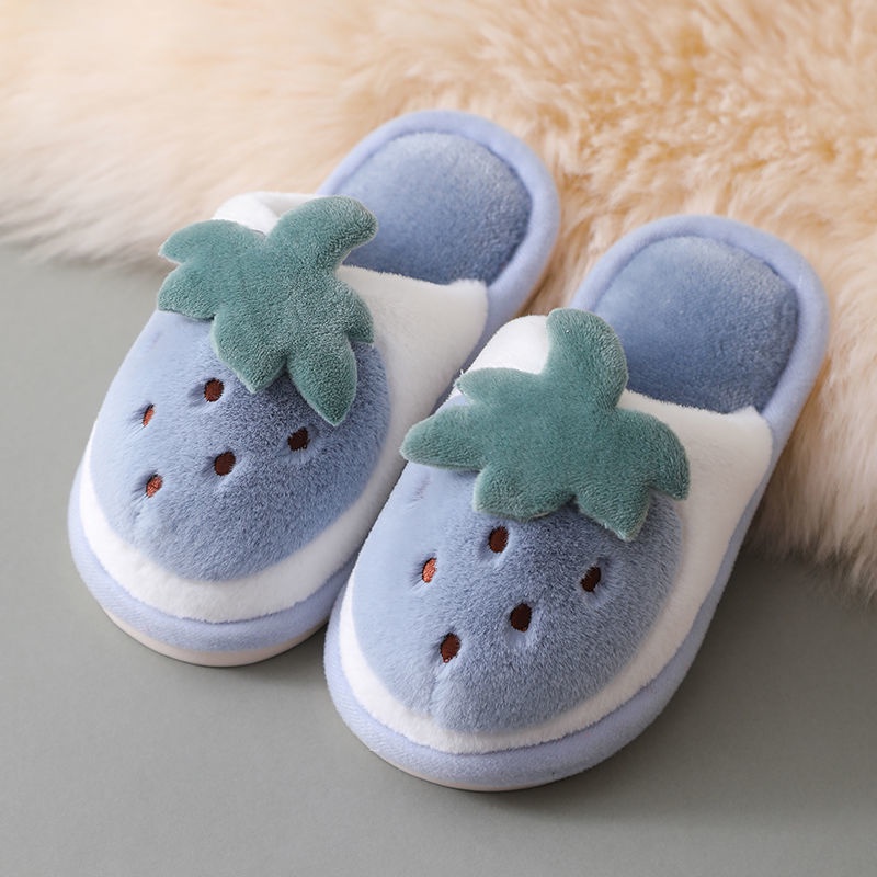 Dép Bông Đi Trong Nhà Cho Bé Hình Trái Cây Dâu Tây Dễ Thương