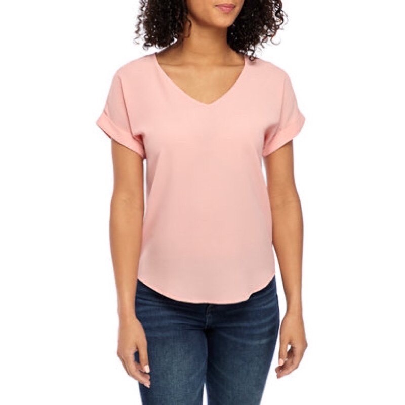 Áo voan cổ tim chất vải mềm mát PinkRose vnxk