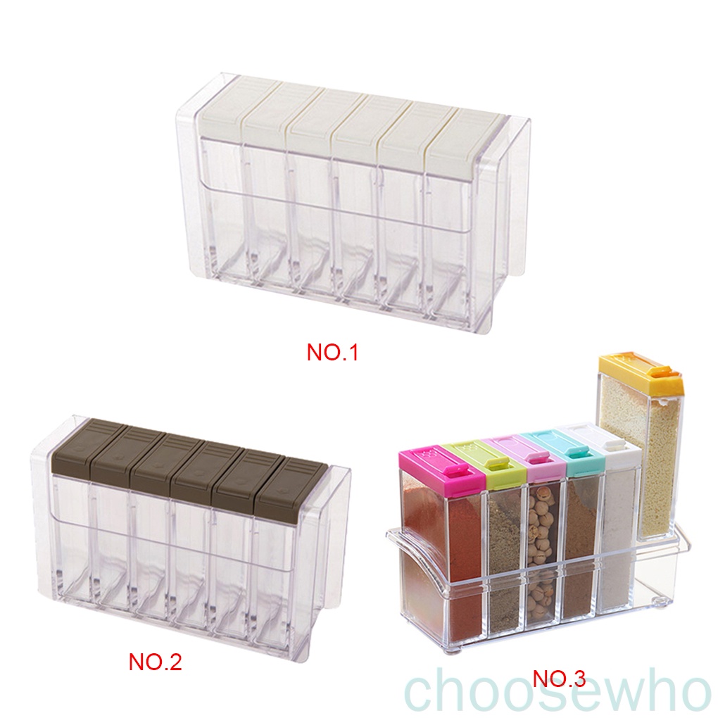 Set 6 hũ nhựa trong suốt đựng gia vị tiện dụng