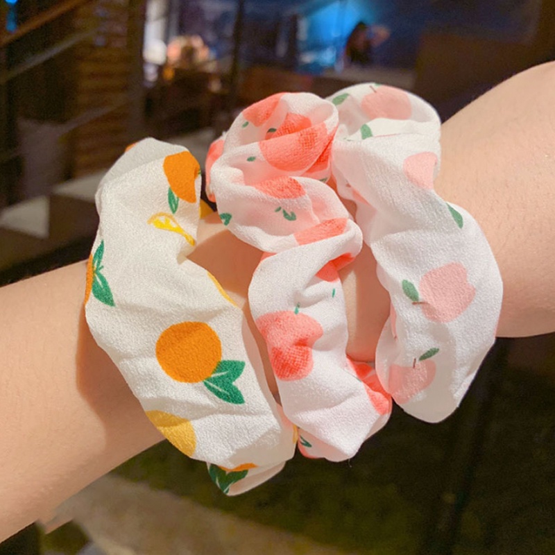 Cột Tóc Scrunchies Buộc Tóc Họa tiết Loang Màu, Trái Cây Cực Xinh