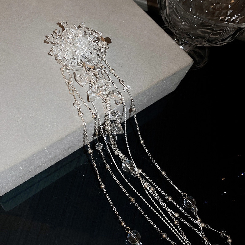 Kẹp Tóc Hình Hoa Đính Đá Pha Lê Tua Rua Thời Trang