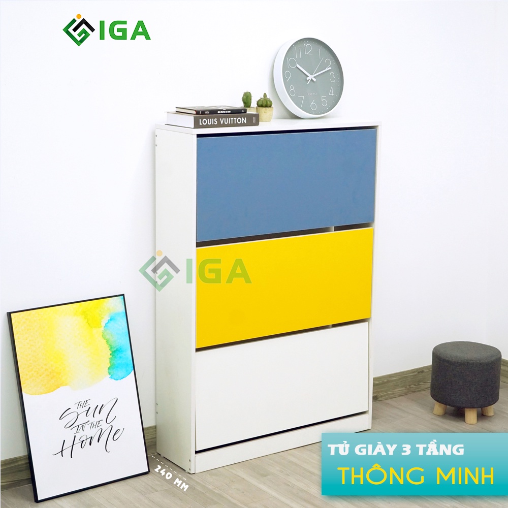 [Mã LIFEBKA5 giảm 10% tối đa 1 Triệu đơn 500k] Tủ giày thông minh 3 cánh lật tiết kiệm diện tích - GP20