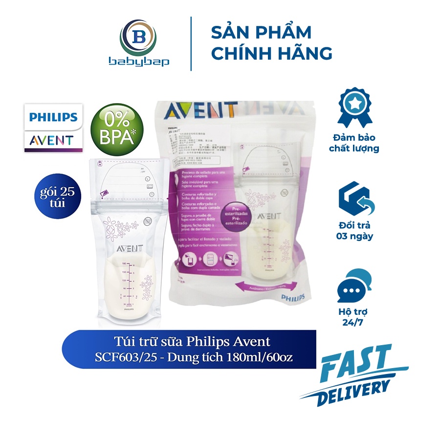 Túi Trữ Sữa Philips Avent (25túi) -180ml_Túi