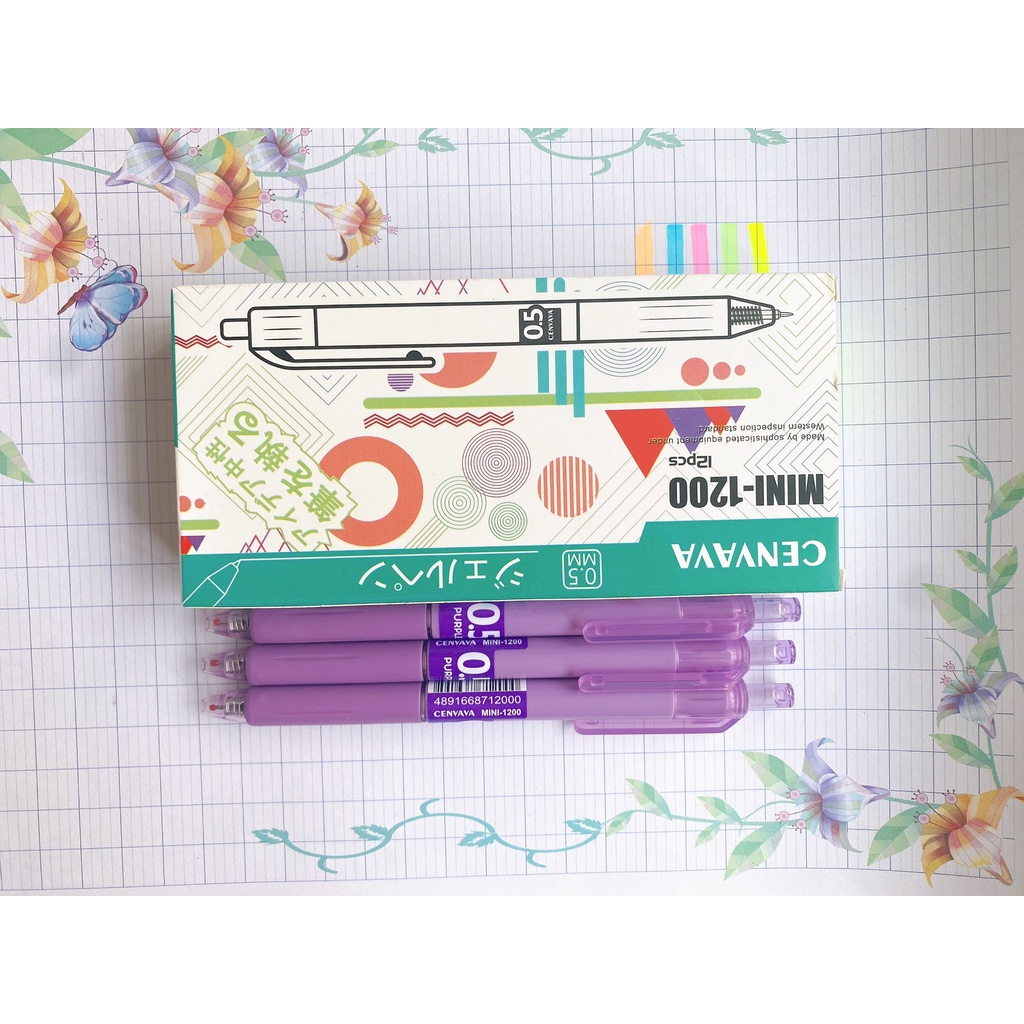 Bút tím gel mini 1200 Cenvava 0.5mm - Hộp 12 Cây