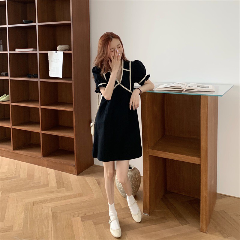 Xiaozhainv Đầm chữ A tay phồng form rộng phong cách Hàn Quốc thời trang cho nữ | BigBuy360 - bigbuy360.vn