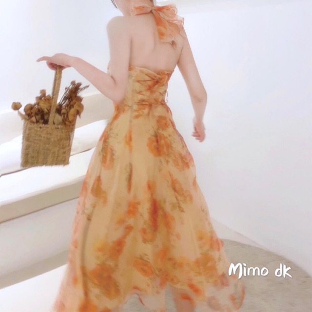 VÁY HOA CỔ ĐIỂN VINTAGE PHÁP - ĐẦM DỰ TIỆC PHONG CÁCH CHÂU ÂU VINTAGE - VÁY THẮT NƠ HÀN QUỐC