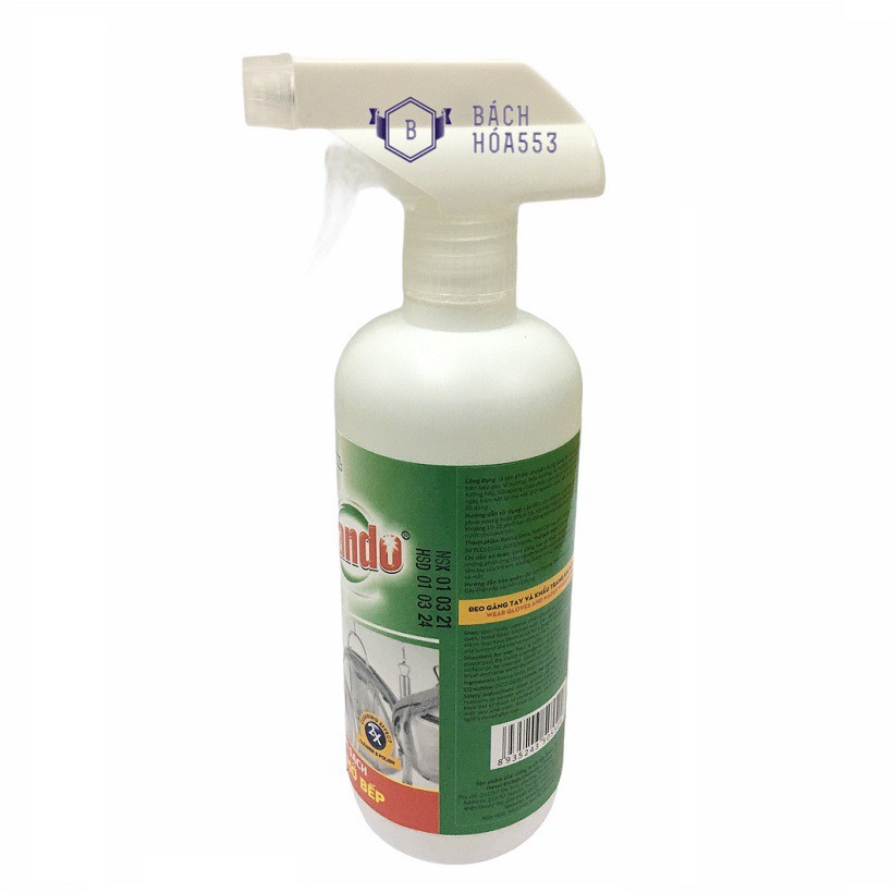 Chai xịt tẩy vệ sinh làm sạch dầu mỡ bếp Hando 570ml - Làm sạch mỡ bếp, máy hút mùi, lò vi sóng, tường bếp