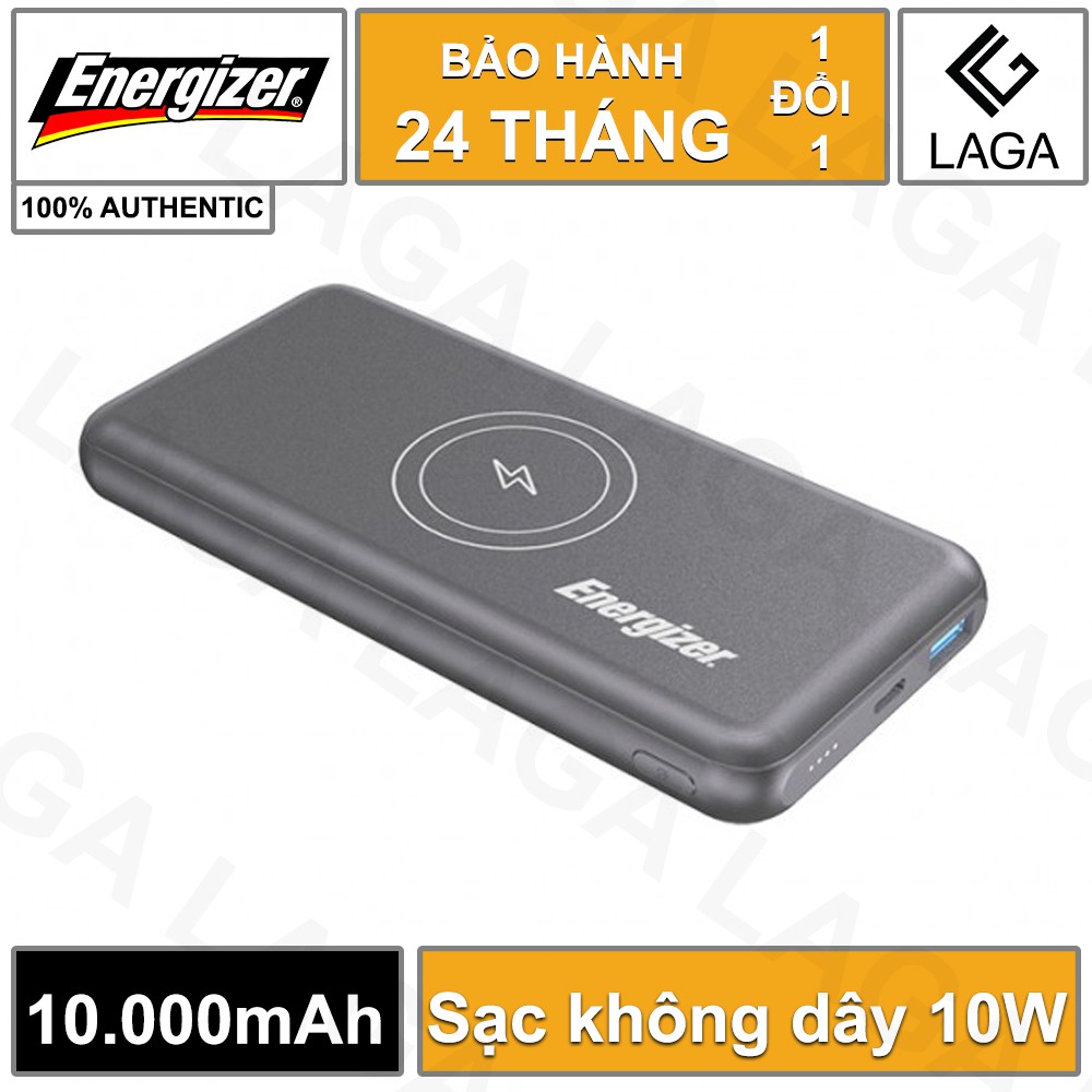 Pin Sạc Dự Phòng Energizer 10000mAh 3.7V Li-Polymer Tích Hợp Sạc Không Dây Qi 10W USB-C PD QC 3.0 QE10007PQ