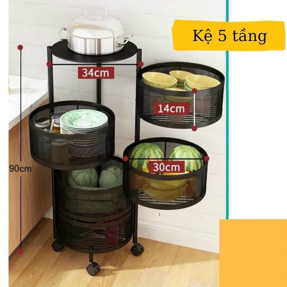 KỆ SẮT GIỎ TRÒN XOAY 360 ĐỘ ĐỰNG ĐỒ NHÀ BẾP ĐA NĂNG CÓ BÁNH XE DI CHUYỂN