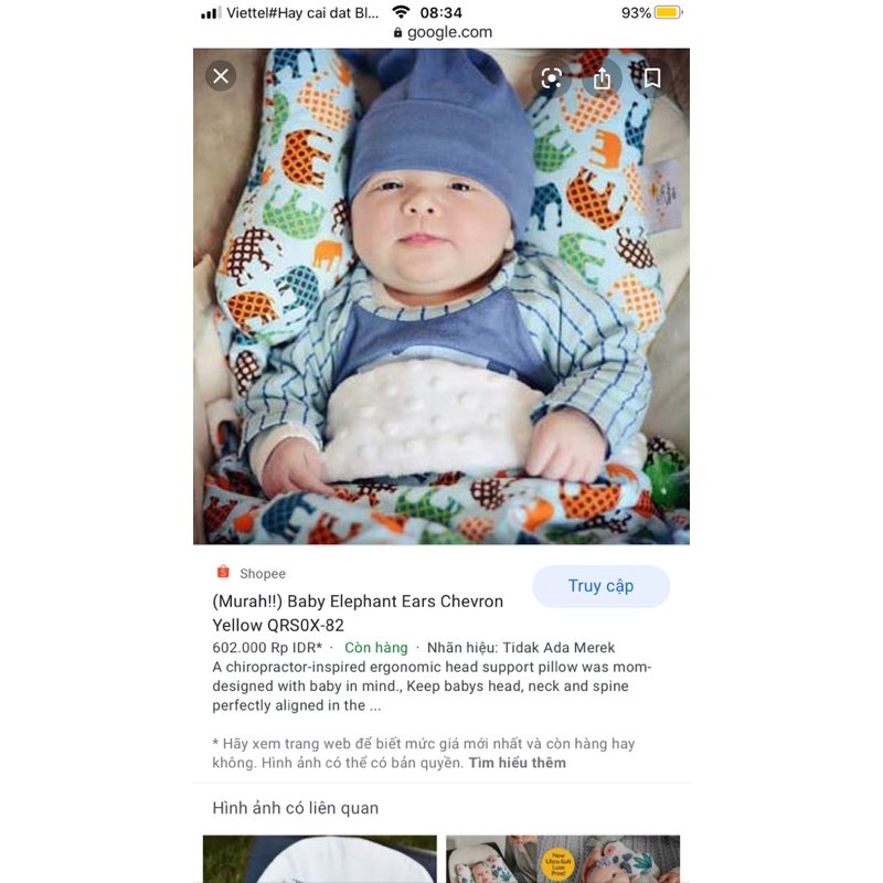 Gối tai voi cao cấp cố định đầu cho bé