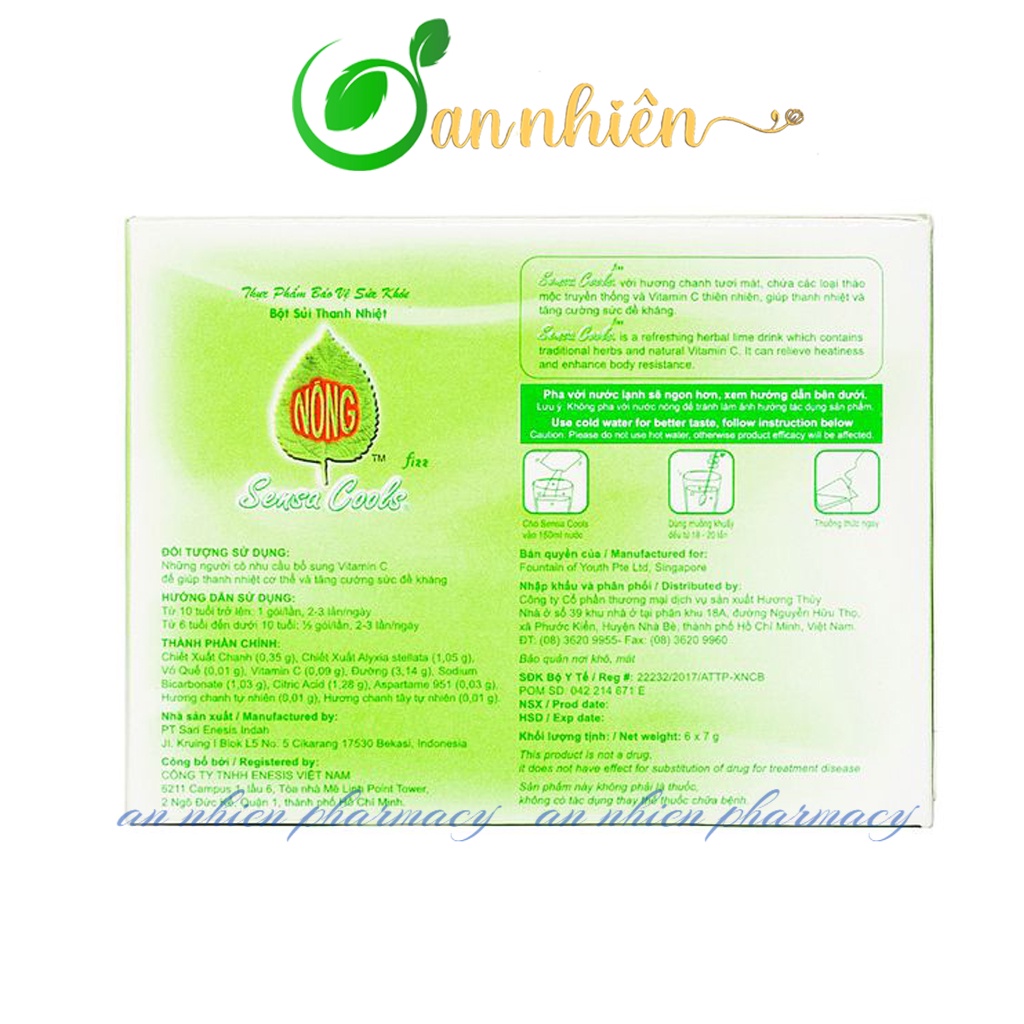 Sensa cools bột sủi thanh nhiệt