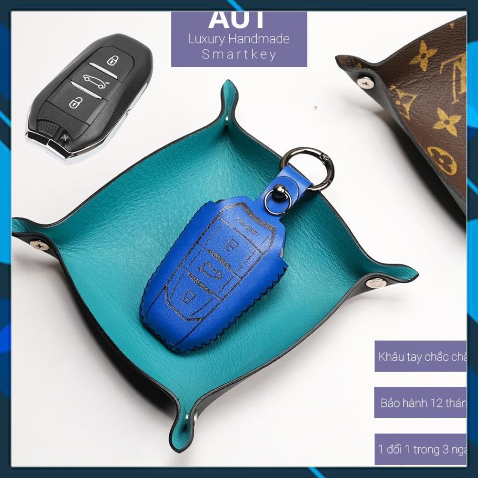 Bao da chìa khóa ô tô Peugeot 2008 3008 5008 da bò khâu tay móc A-pple D hiện đại