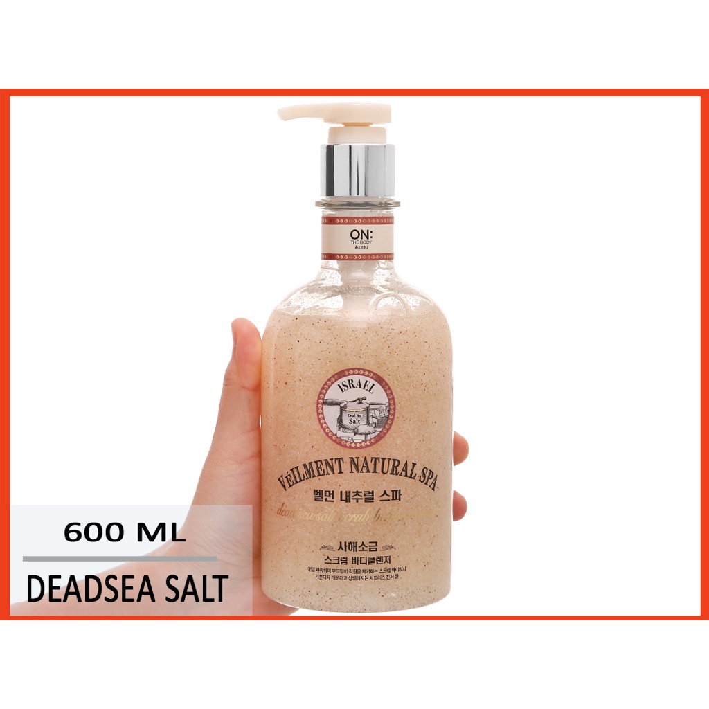 Sữa tắm hạt tẩy tế bào chết On the Body Veilment Natural Spa Israel Dead Sea sea salt body cleanser 600g  (Hàn Quốc )