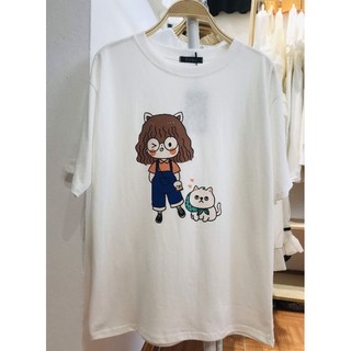 Áo phông tay lỡ hình cô gái