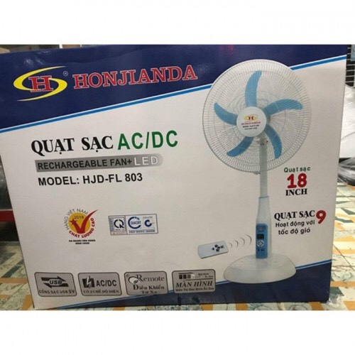 QUẠT ĐỨNG SẠC TÍCH ĐIỆN HONJIANDA HJD-803 18 INCH - CÓ REMOTE