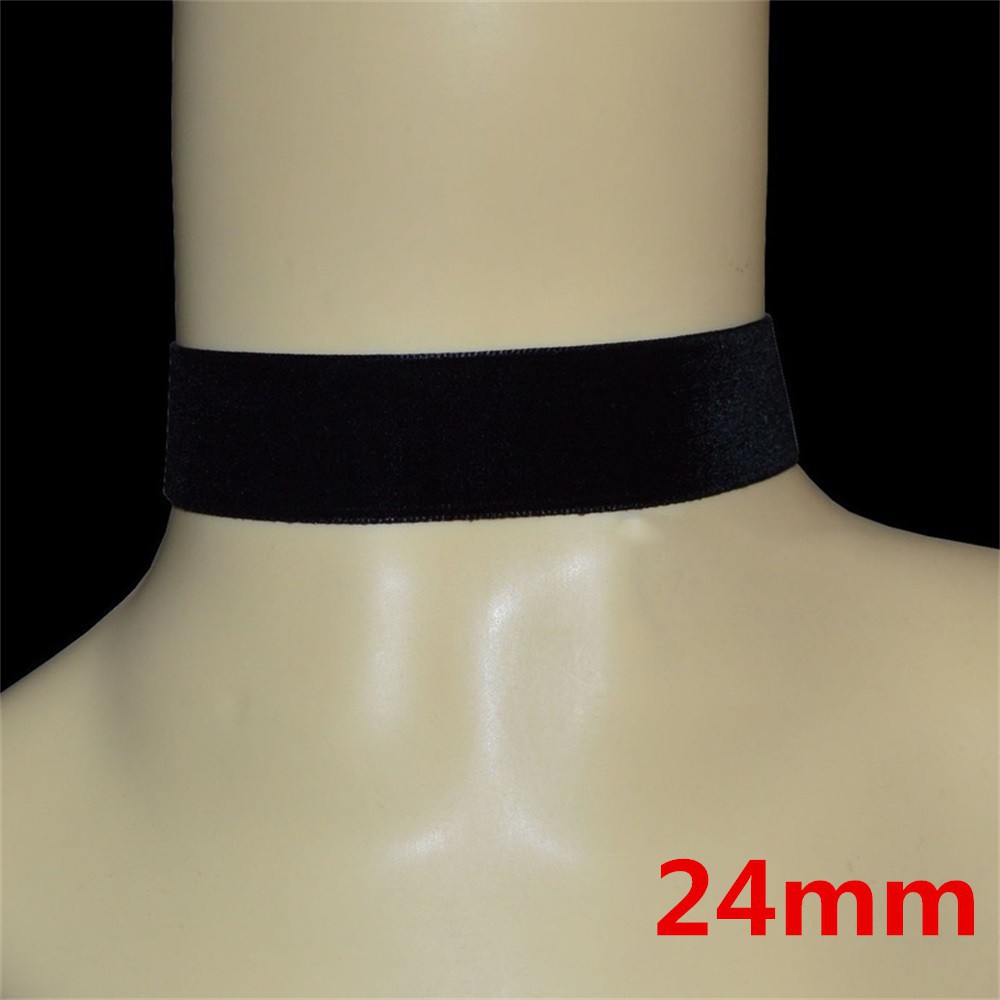 Dây chuyền choker phối vải nhung màu đen đơn giản nhiều kích cỡ tùy chọn