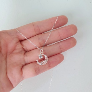 Dây chuyền bạc nữ hình mặt trăng đính đá lấp lánh