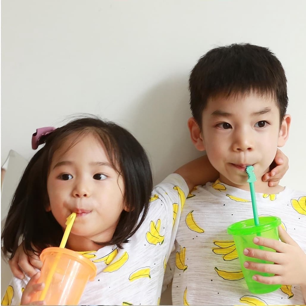 Set 3 Ống Hút Eeeek 100% Silicone Hàn Quốc Siêu Mềm An Toàn Cho Bé
