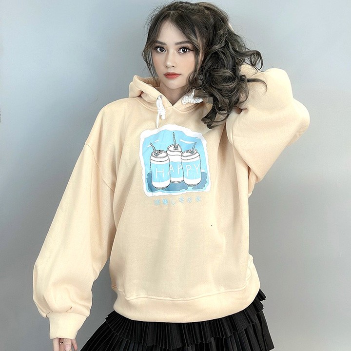 ÁO HOODIE - ÁO KHOÁC NỈ NGOẠI Tay Phồng Form Dơi (HD2230 - LON HAPPY)