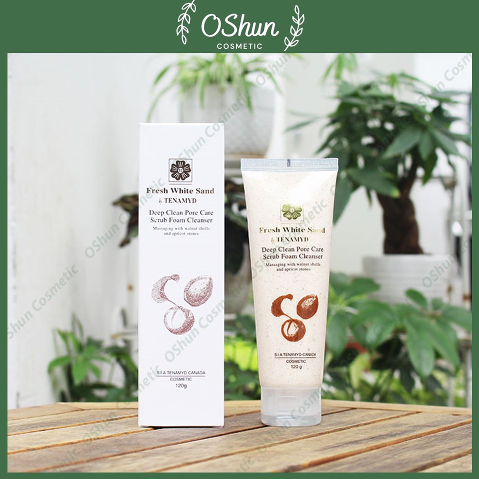 Sữa tẩy tế bào chết da mặt Fresh White Sand Tenamyd Deep Clean Pore Care Scrub Foam Cleanser