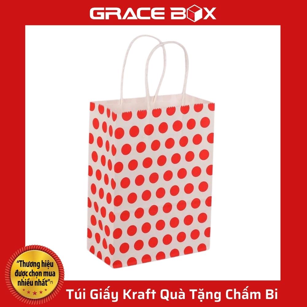 {Giá Sỉ} Túi Quà Tặng Giấy Kraft Chấm Bi Xinh Xắn - Siêu Thị Bao Bì Grace Box