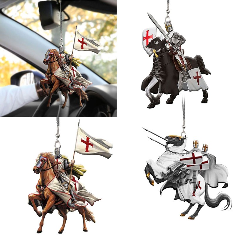 SUN Knight Templar Riding Horse Car Hanging Ornament Pendants Suitable for Automotive Mirror Door Window Decor