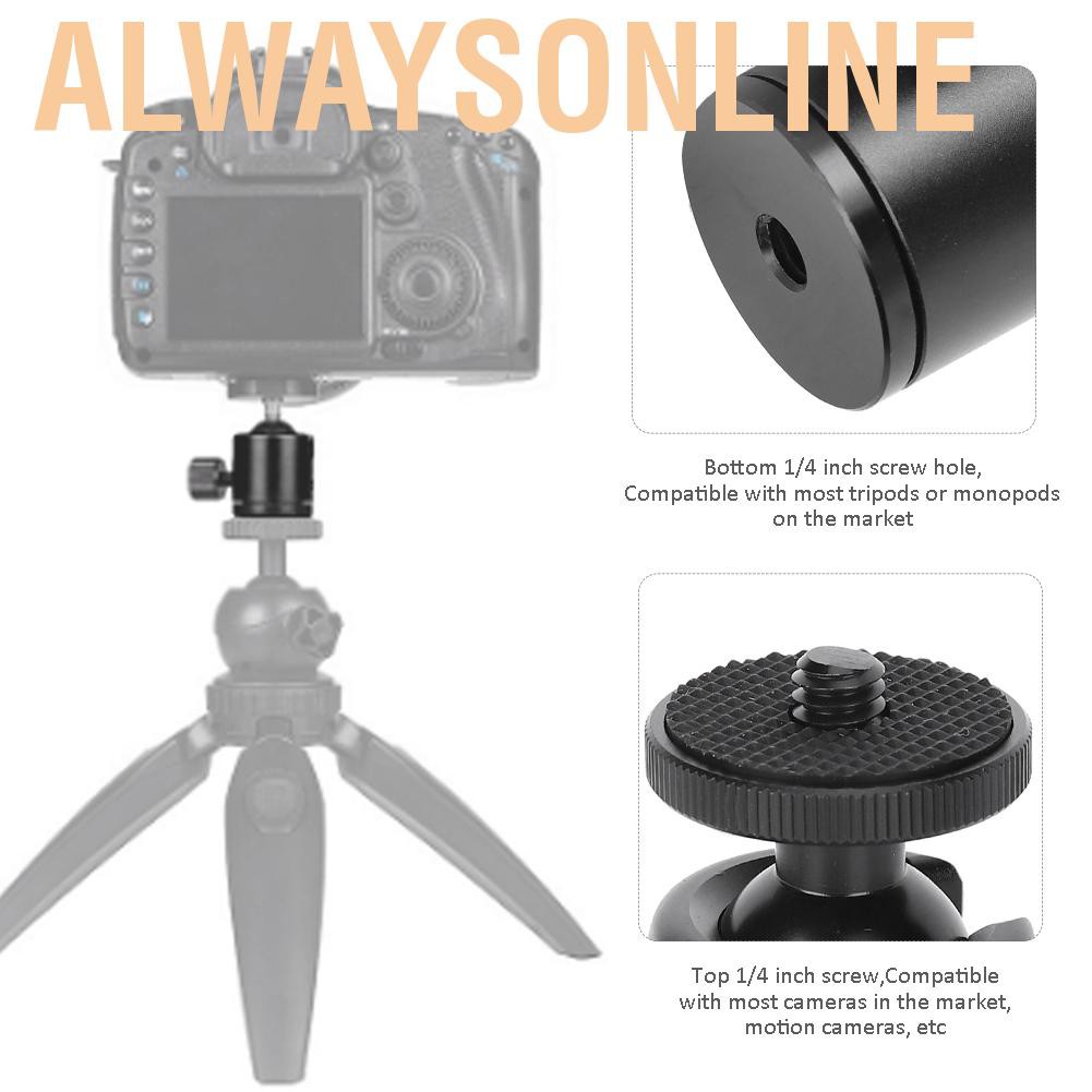 Alwaysonline CNC Spherical Ballhead Universal 1/4 Inch Screw Interface for Tripod Monopod CL