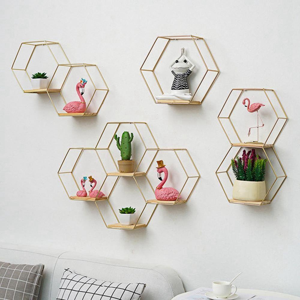 Kệ Đựng Đồ Gắn Tường Hình Lục Giác Phong Cách Bắc Âu Trang Trí Nội Thất