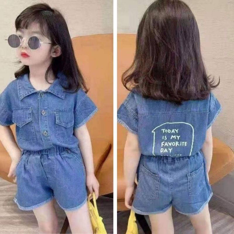 QUẦN ÁO TRẺ EM- SET ĐỒ JEEN CHẤT LỪ CÁ TÍNH CHO BÉ GÁI TỪ 4 ĐẾN 8 TUỔI