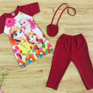 Bộ áo dài bé gái elsa