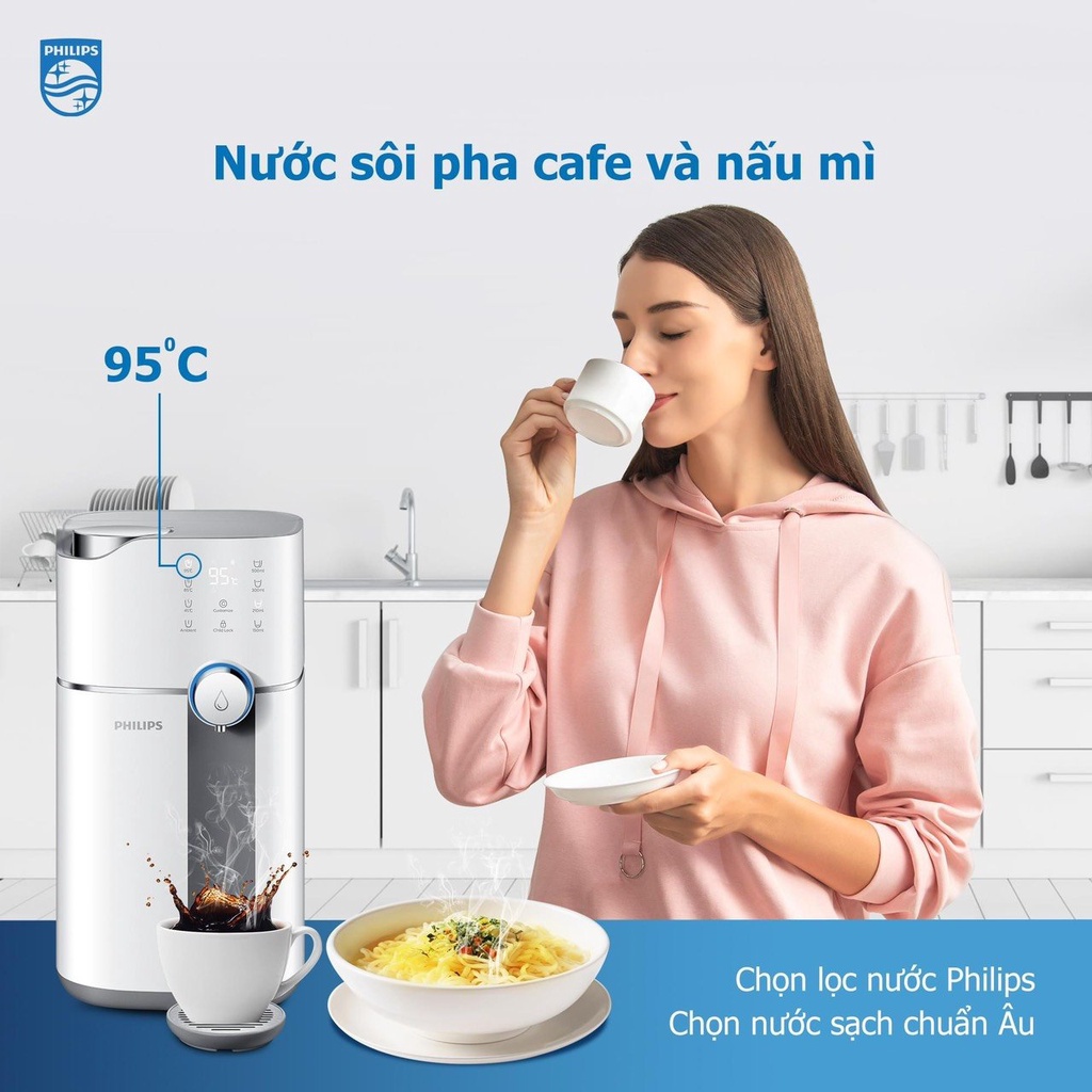 Máy lọc nước RO để bàn Philips ADD6910 không cần lắp đặt, lấy nước nóng trong 3 giây