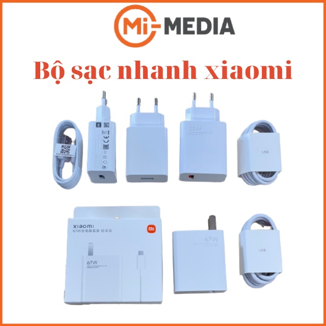 Bộ sạc nhanh kèm dây 22,5 . 33W  .67W ZIN chính hãng XIAOMI