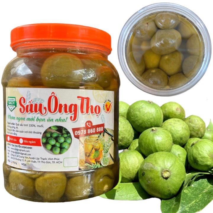 Sấu Ngâm Đường 1kg - Sấu Ông Thọ - Vị Chua Ngọt Thơm Pha Nước Giải Nhiệt