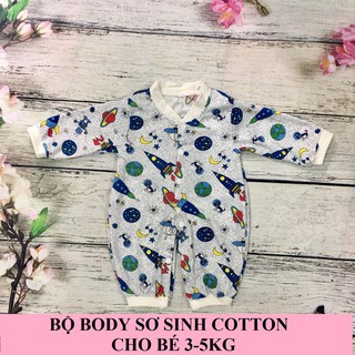 Bộ body dài tay cotton trẻ sơ sinh từ 3-5kg