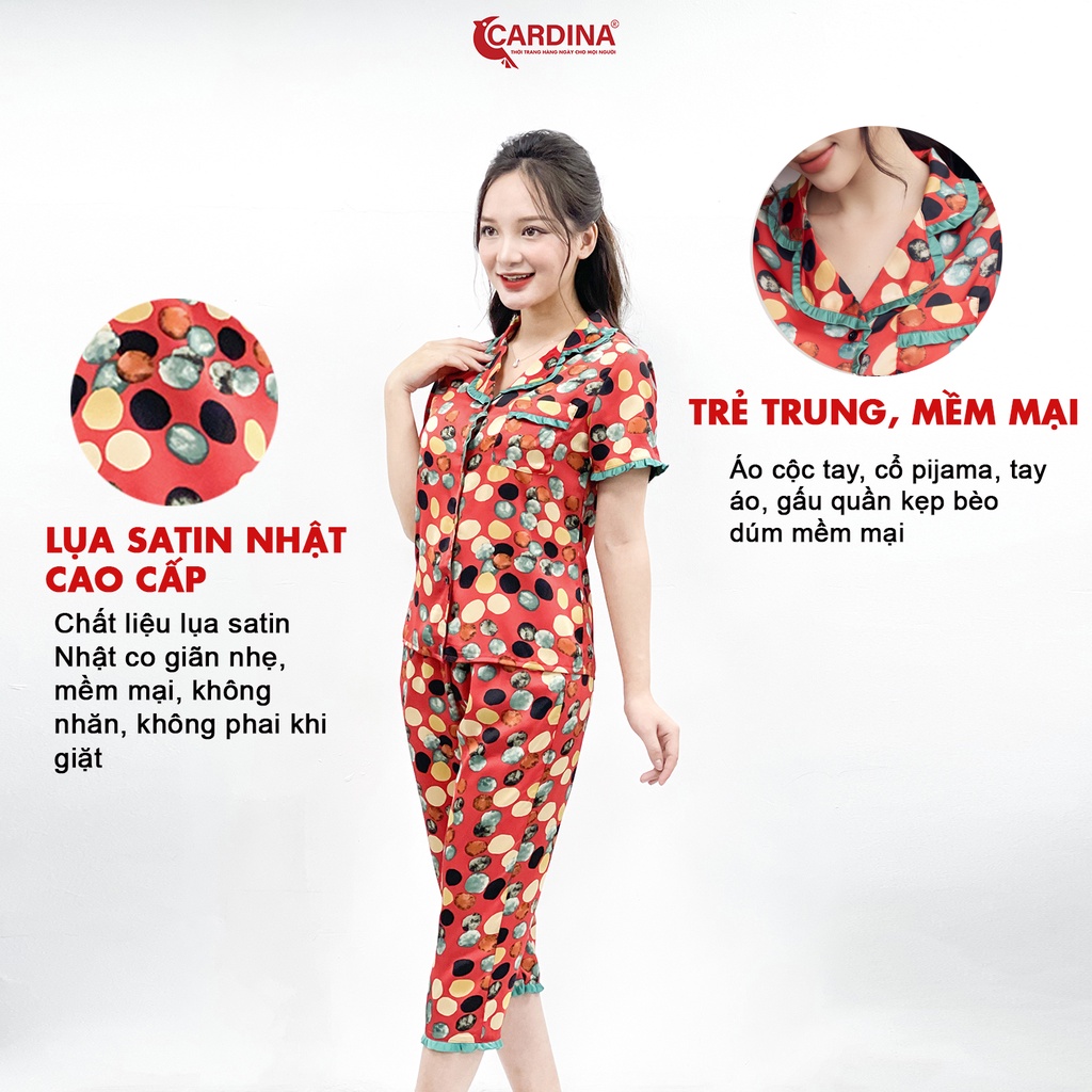 Đồ Bộ Nữ 𝐂𝐀𝐑𝐃𝐈𝐍𝐀  Pijama Bộ Mặc Nhà Chất Lụa Satin Nhật Cao Cấp Họa Tiết Tinh Tế 1Pi26