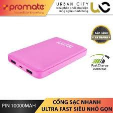 Sạc dự phòng  Promate Voltag-10 10000mAh - Cổng Sạc UltraFast (5V/2.1A & 5V/1A) Siêu Nhỏ Gọn