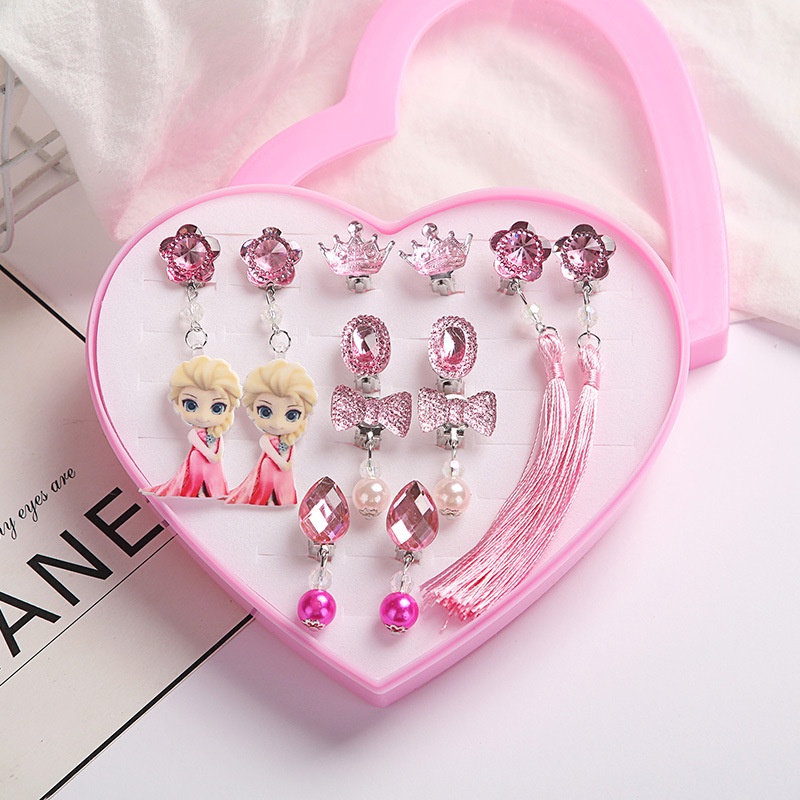 Hộp Khuyên Tai Không Xỏ Lỗ Có Tua Rua Đính Đá Thời Trang Dành Cho Trẻ Em