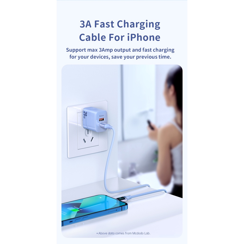 Dây cáp sạc nhanh MCDODO CA-191 hiển thị kỹ thuật số 3A USB Lightning thích hợp cho iPhone 14Plus Pro Max 13 12 11 XR 8