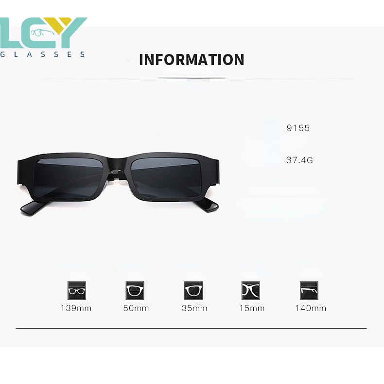 Kính Mát Lcy2022 Gọng Thép Mặt Vuông Chống Tia UV Sự Bảo Vệ