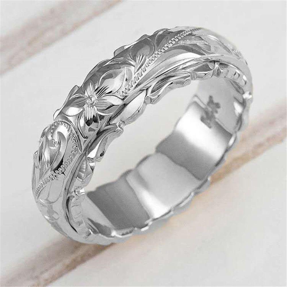 Nhẫn Nữ Chạm Khắc Hoa Văn Cổ Điển Kích Thước 5-11