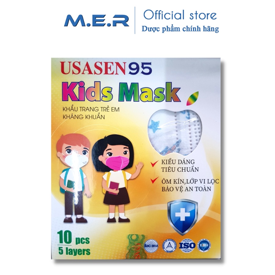 Khẩu Trang Usasen 95 cho bé - 5 lớp có kháng khuẩn hộp 10 cái