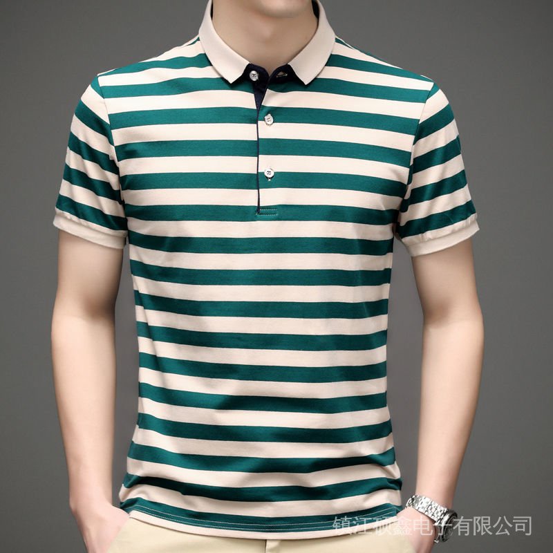 Áo Thun POLO Ngắn Tay Họa Tiết Sọc Ngang Thời Trang Dành Cho Nam
