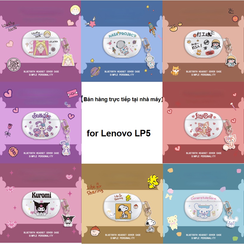 Vỏ Bảo Vệ Hộp Sạc Tai Nghe Lenovo LP5 Trong Suốt Họa Tiết Hoạt Hình Kuromi Dễ Thương