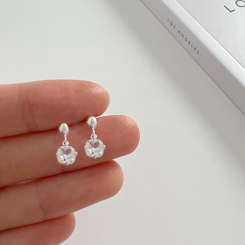 Khuyên tai bông tai nữ bạc s925 giọt nước đính đá pha lê tua rua Cá jewelry KB121