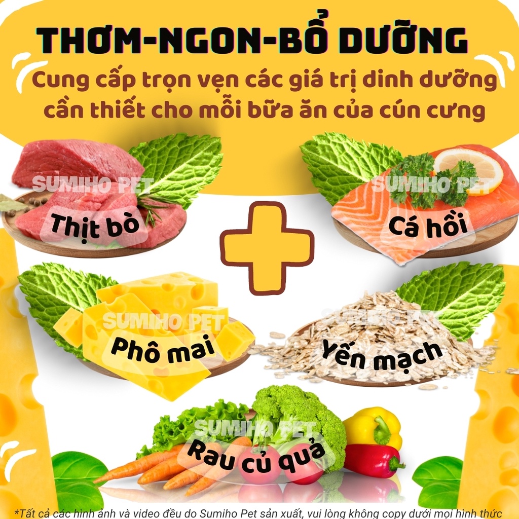 Hạt thức ăn cún cưng Captain (Túi 5Kg) trộn lẫn thịt bò, phô mai, cá hồi, rau củ