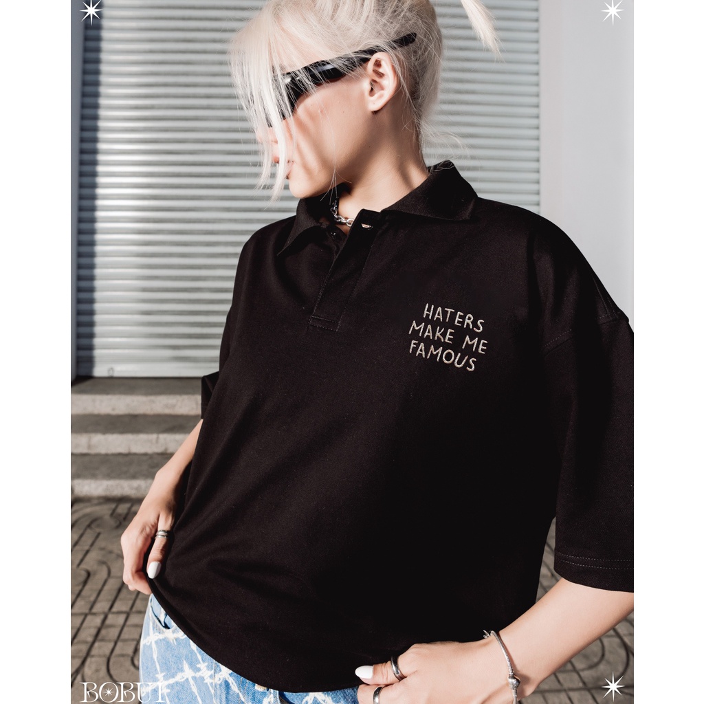 Áo Thun Polo BOBUI saigon V1 nam nữ unisex form rộng có cổ tay lỡ