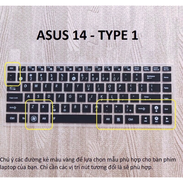Miếng silicon phủ bàn phím laptop Asus 14 inch - Type 1