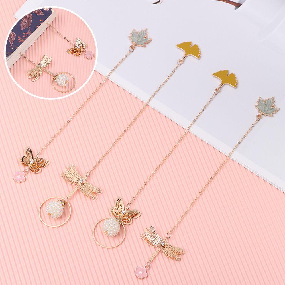 1 Thẻ Đánh Dấu Trang Sách Bằng Hợp Kim Hình Chuồn Chuồn / Lá C