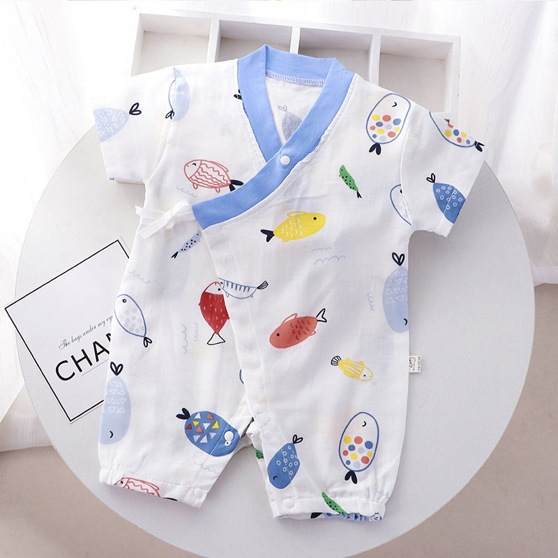 Bộ body đùi yukata cho bé trai bé gái sơ sinh, bodysuit liền thần dễ thương vải cotton mềm mịn co giãn nhẹ _ BD24